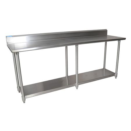 BK RESOURCES Work Table Stainless Steel With Undershelf, 5" Backsplash 84"Wx24"D VTTR5-8424